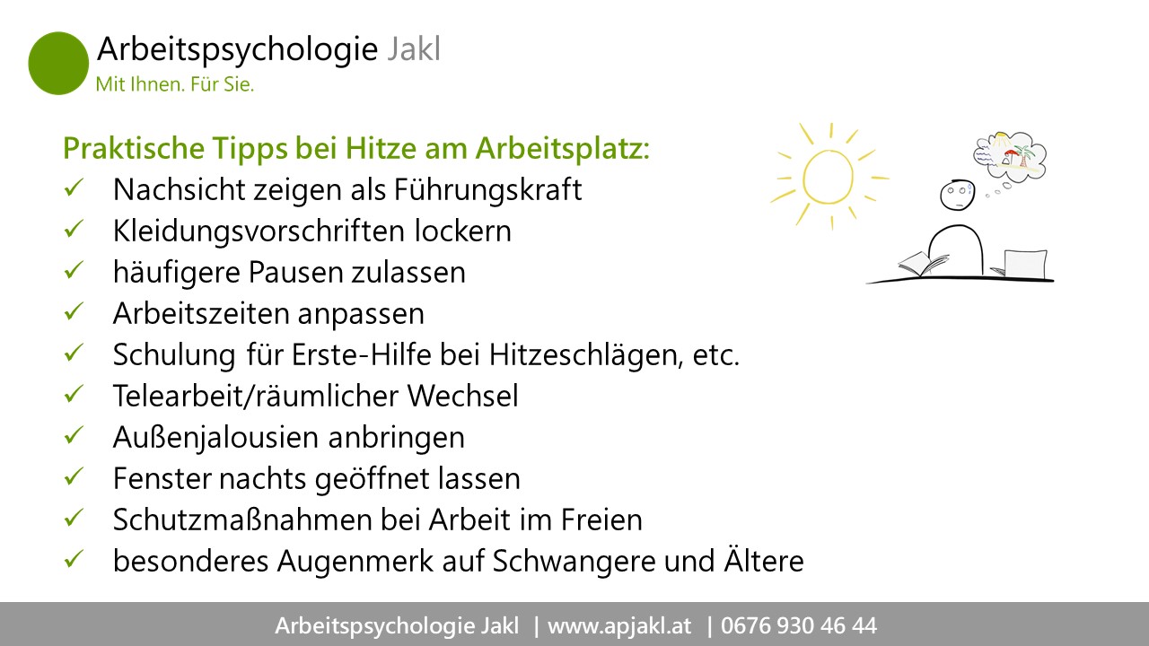 Praktische Tipps bei Hitze am Arbeitsplatz